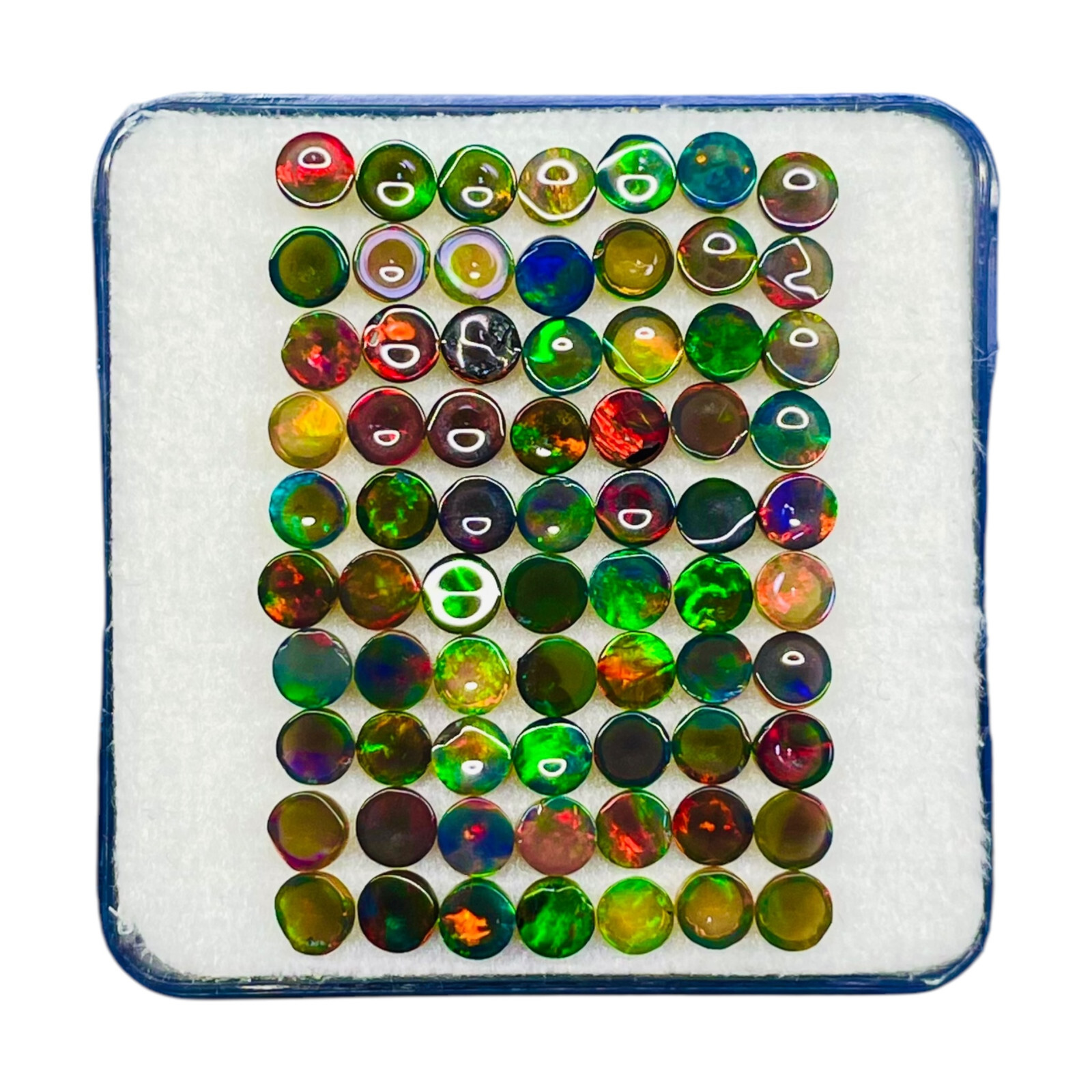50 Pcs Natural Ethiopian Black Opal 3mm Round Flashy Loose Cabochon Gemstone Lot