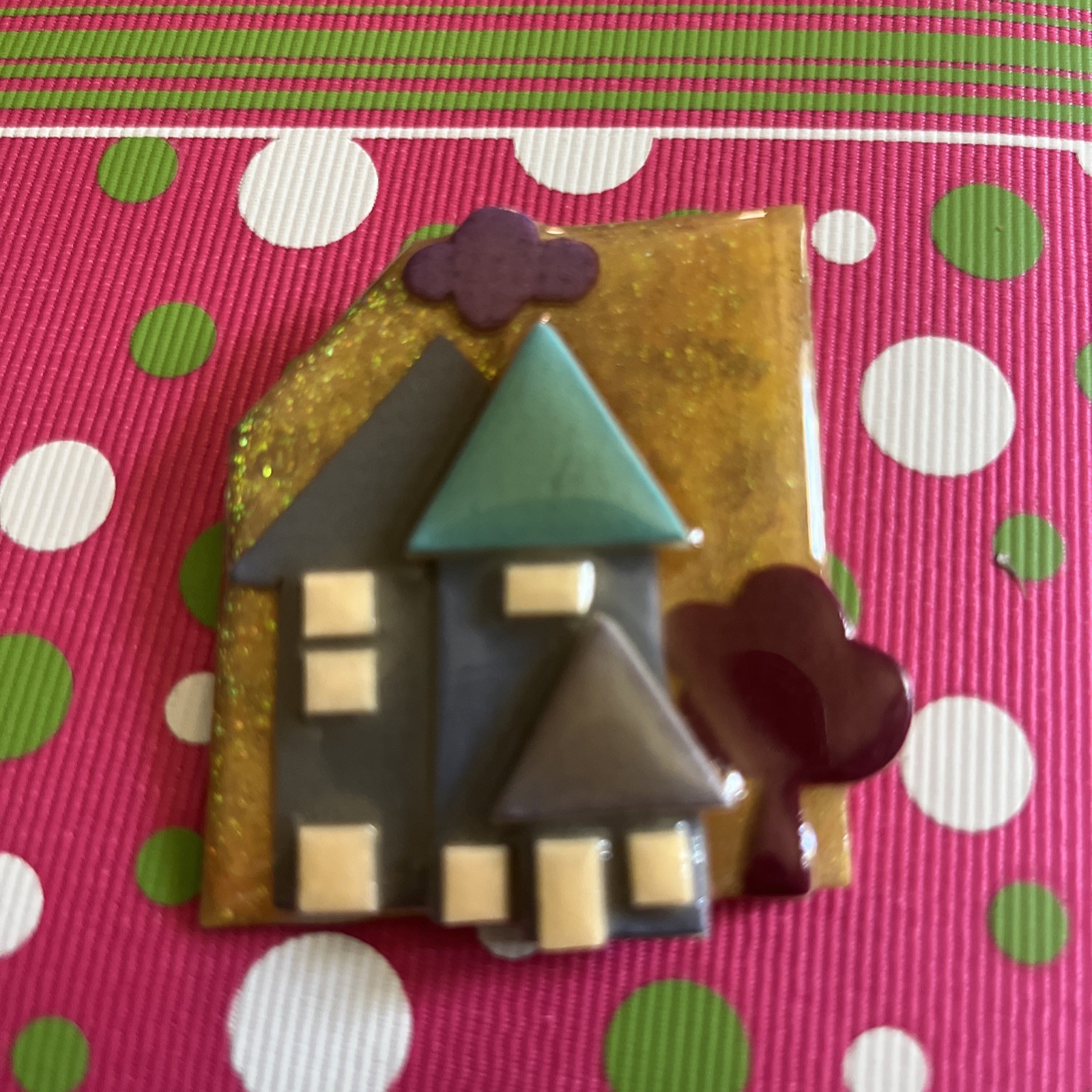 Lucinda House PIN Gray Teal Maroon Lavender Houses And Tree
