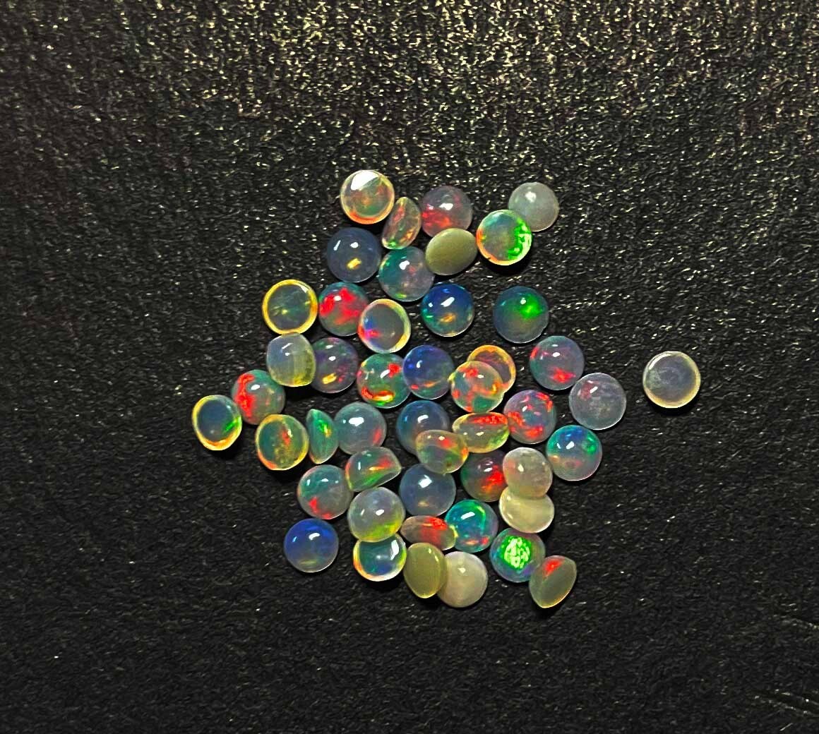 Natural Ethiopian Opal Round Cabochon Loose Gemstone Lot 47 Pcs 3 MM 3.30 CT