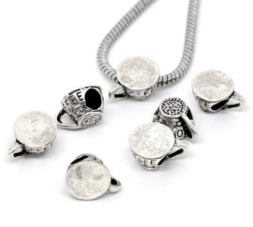 Good Morning Coffee Cup Charm European Bead Compatible for Most European Snake C