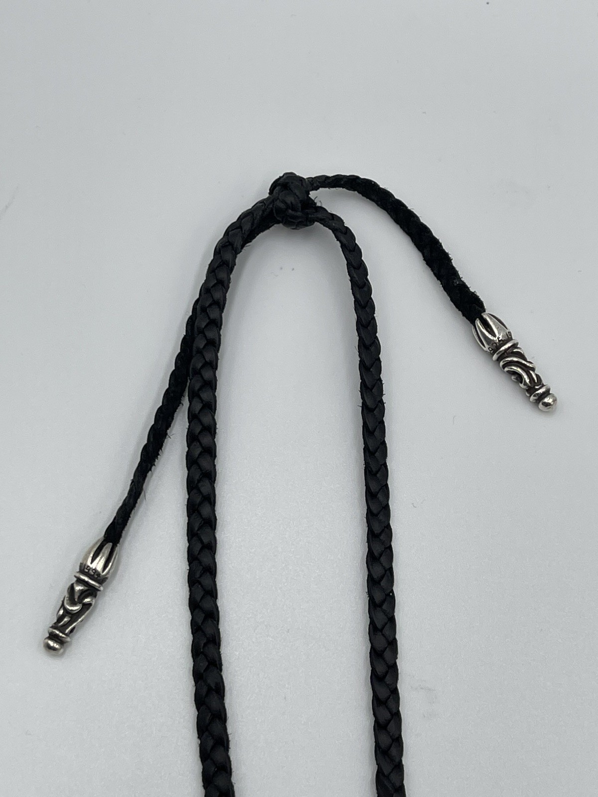 100% Authentic Chrome Hearts Dagger Pendant +CH Leather Braid Bolo/Boro Necklace