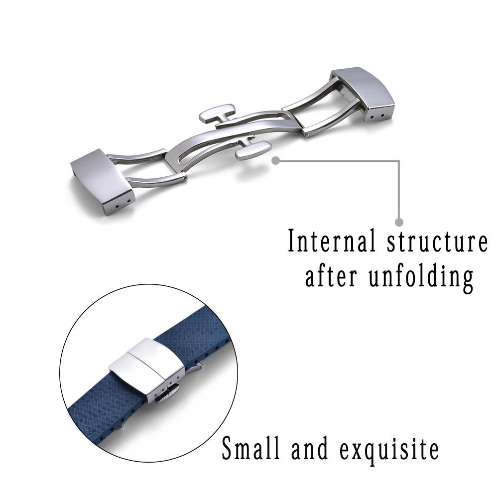 CTS FKM Rubber Watch Strap 18mm 19mm 20mm 22mm Cut To Size Butterfly Buckle