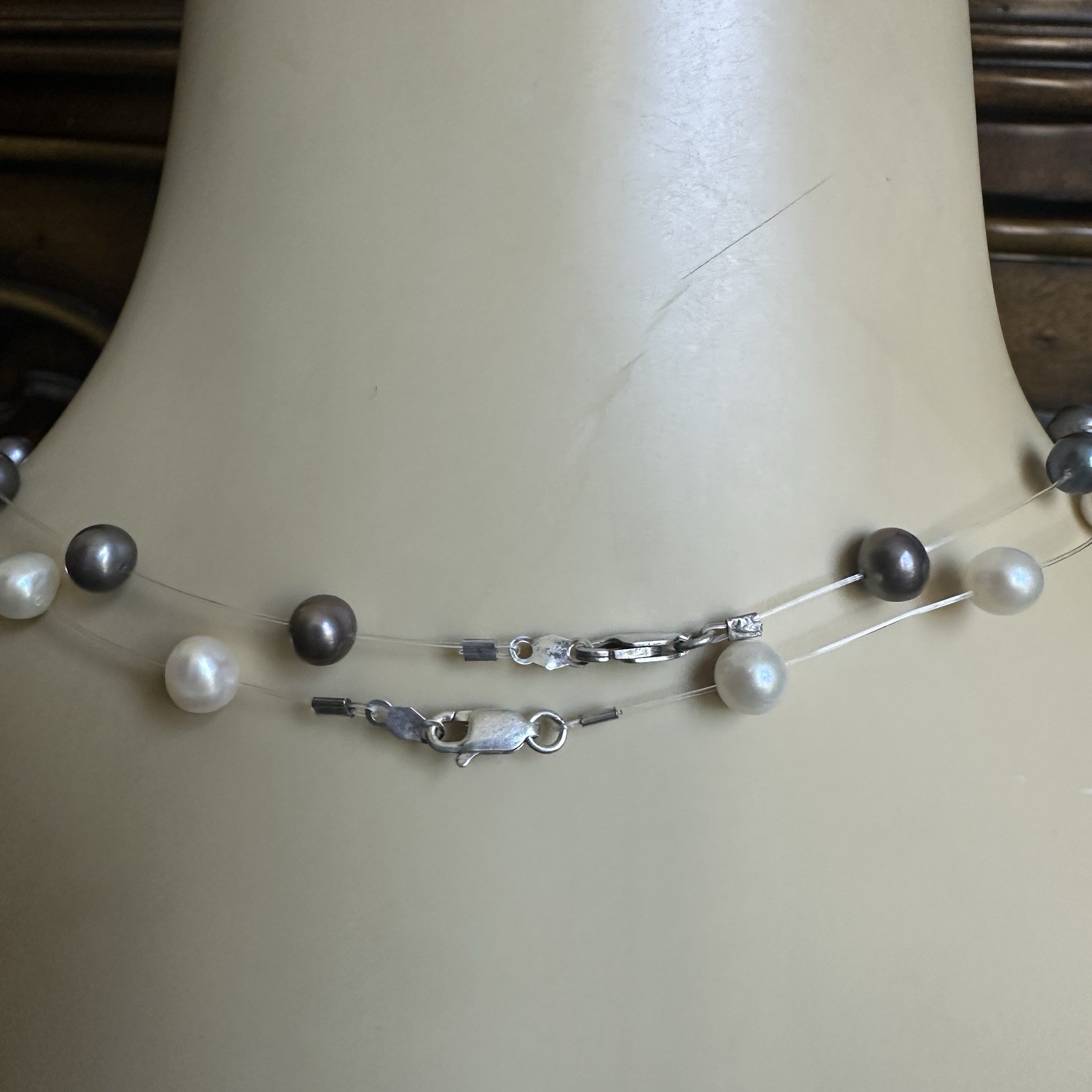 Peter Brams PBD 2 Necklaces 18 Inch Tahitian Culture Pearls 925 Sterling 15.2g