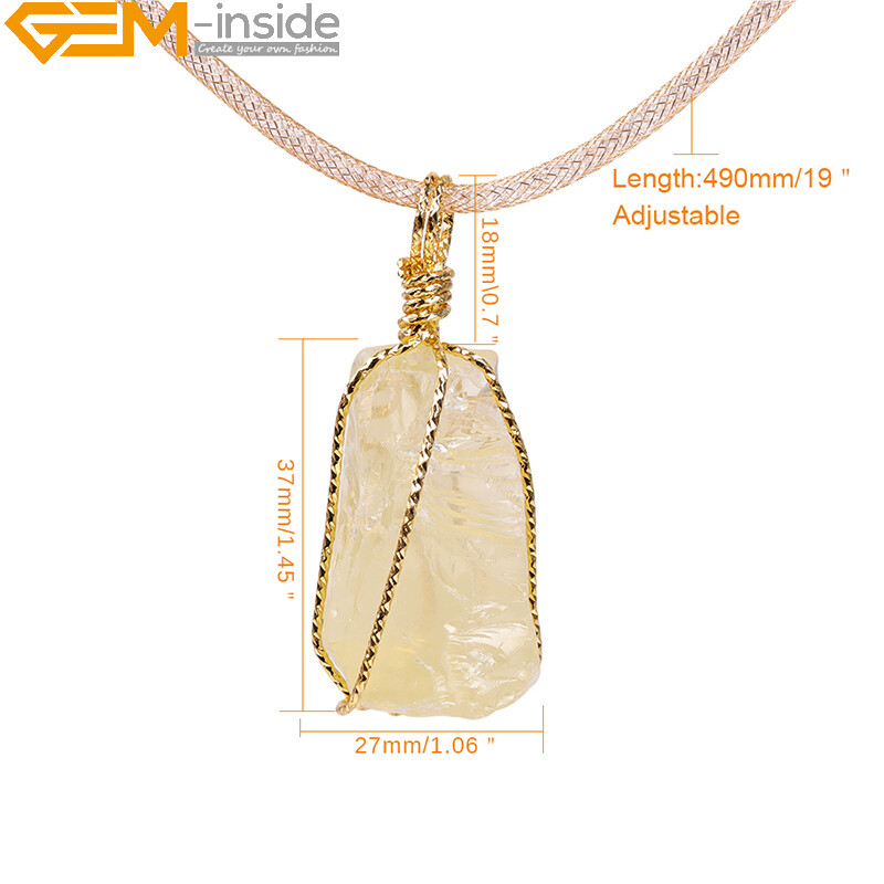 Natural Charm Necklace Raw Crude Crystal Pendulum Quartz Pendants For Women
