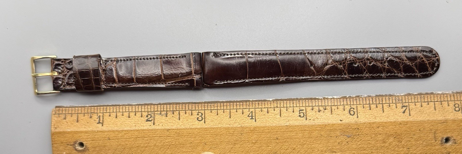 NOS 1950-60s Hamilton Custom Deluxe Alligator 11/16 R Watch Band & Signed Buckle