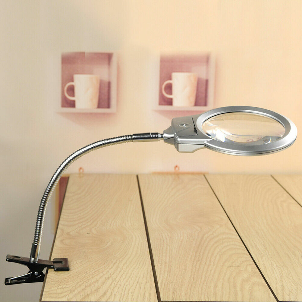 Desk Table Clamp Mount Top Magnifier LED Light Magnifying Diamond Painting Tool