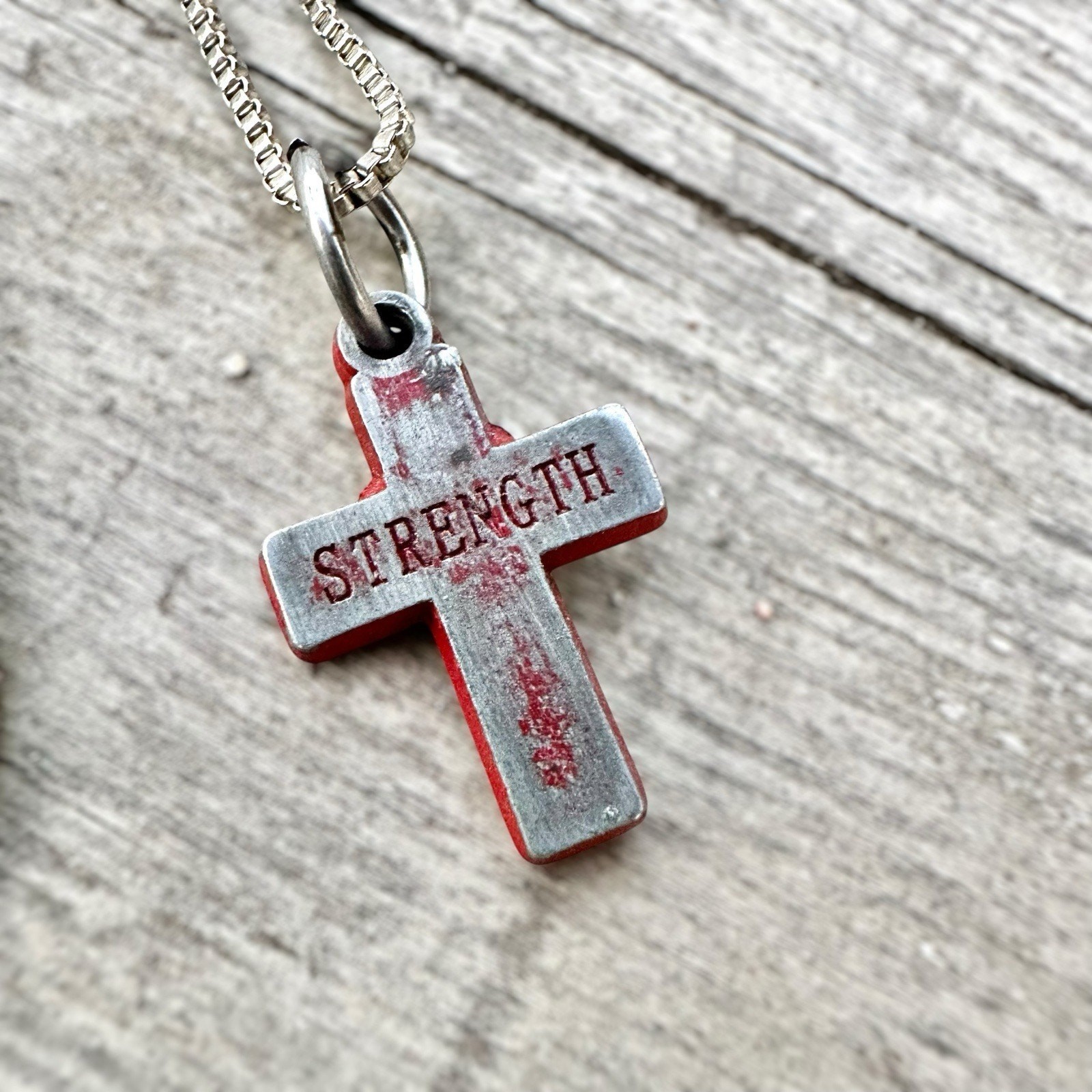 Grunge Cross Necklace Silver Tone Industrial Emo Goth Punk Distressed 18”