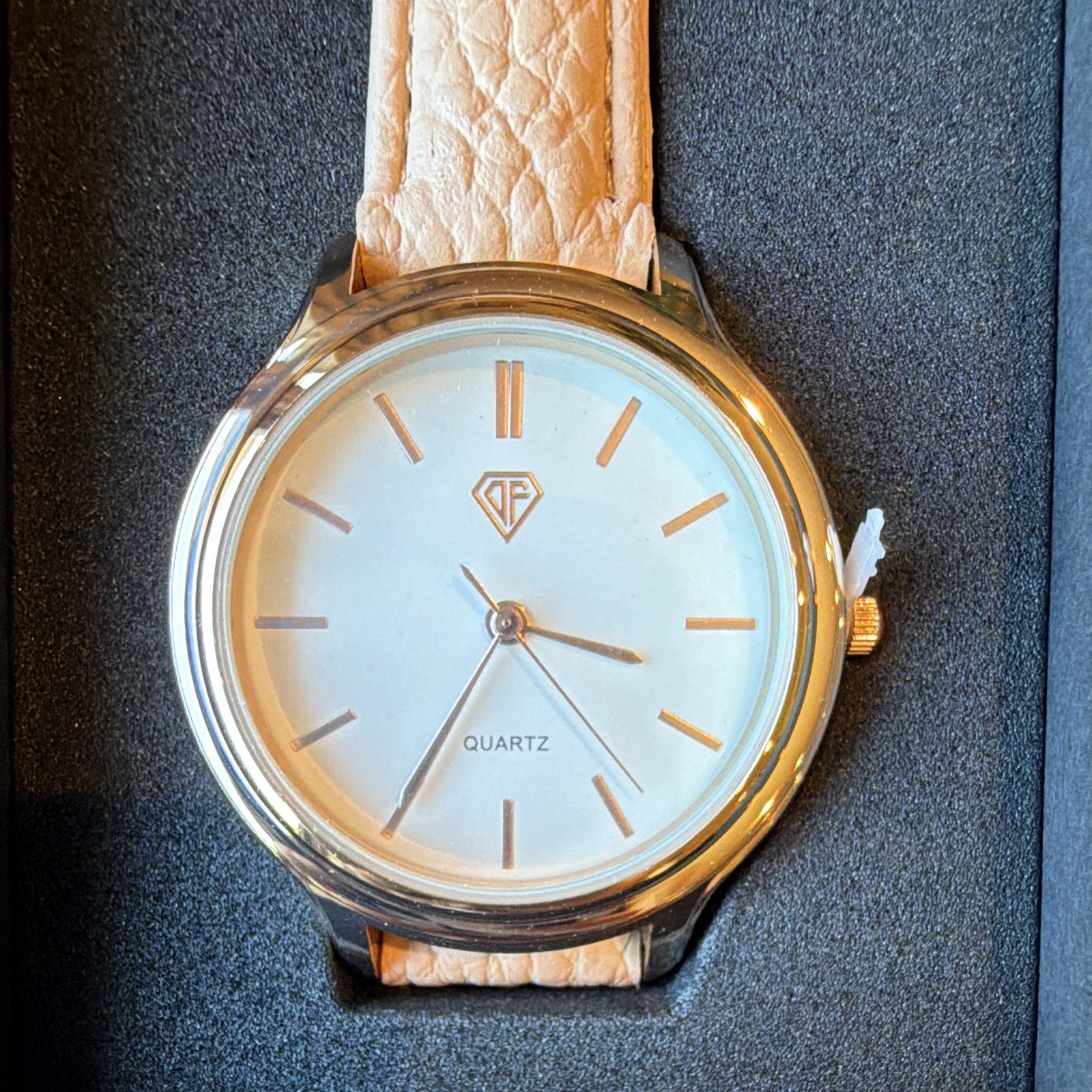 Women’s Light, Pink, Watch, Rose, Gold, Leather Strap, Black Gift Box