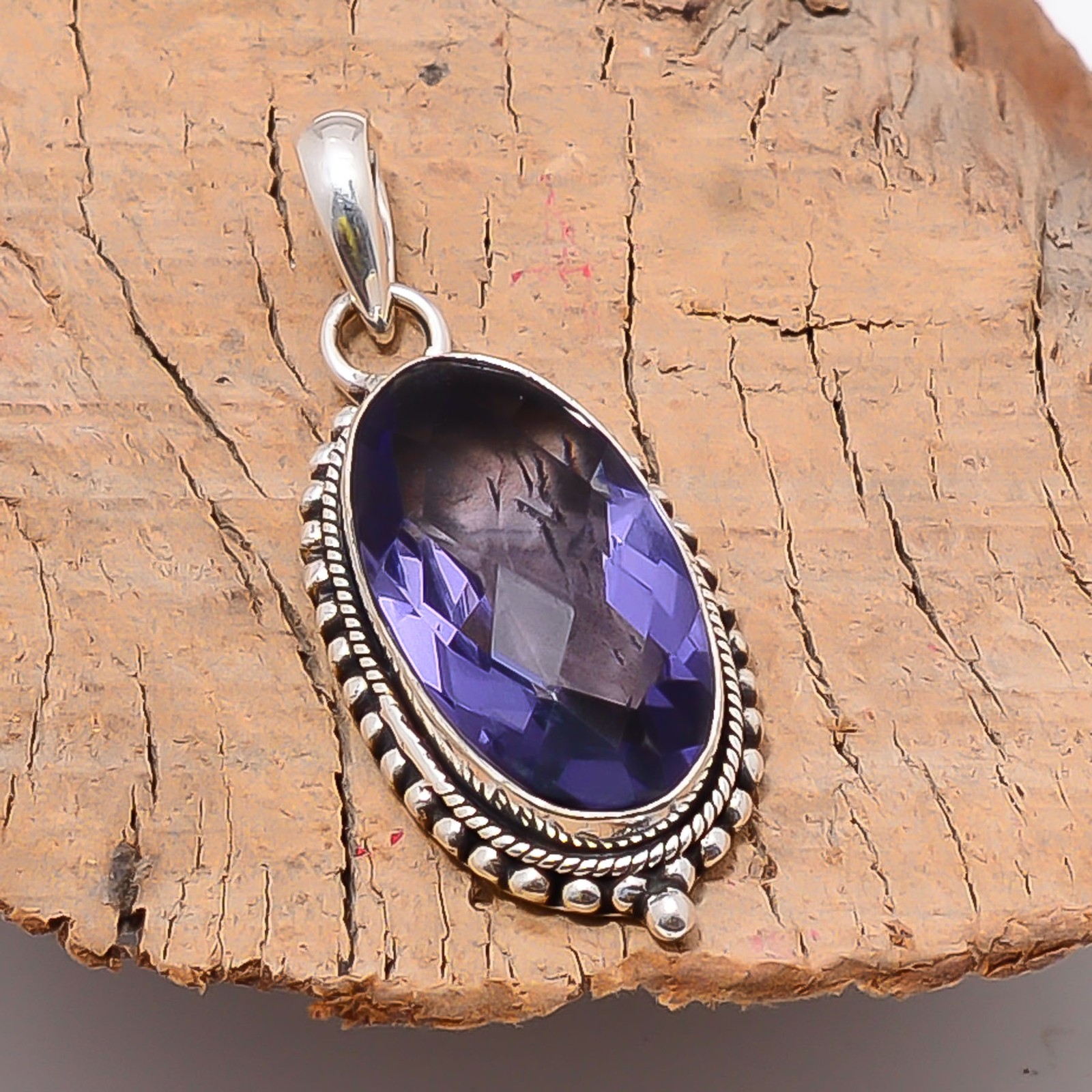 Iolite Gemstone 925 Sterling Silver Jewelry Pendant 1.77″ P10878124240