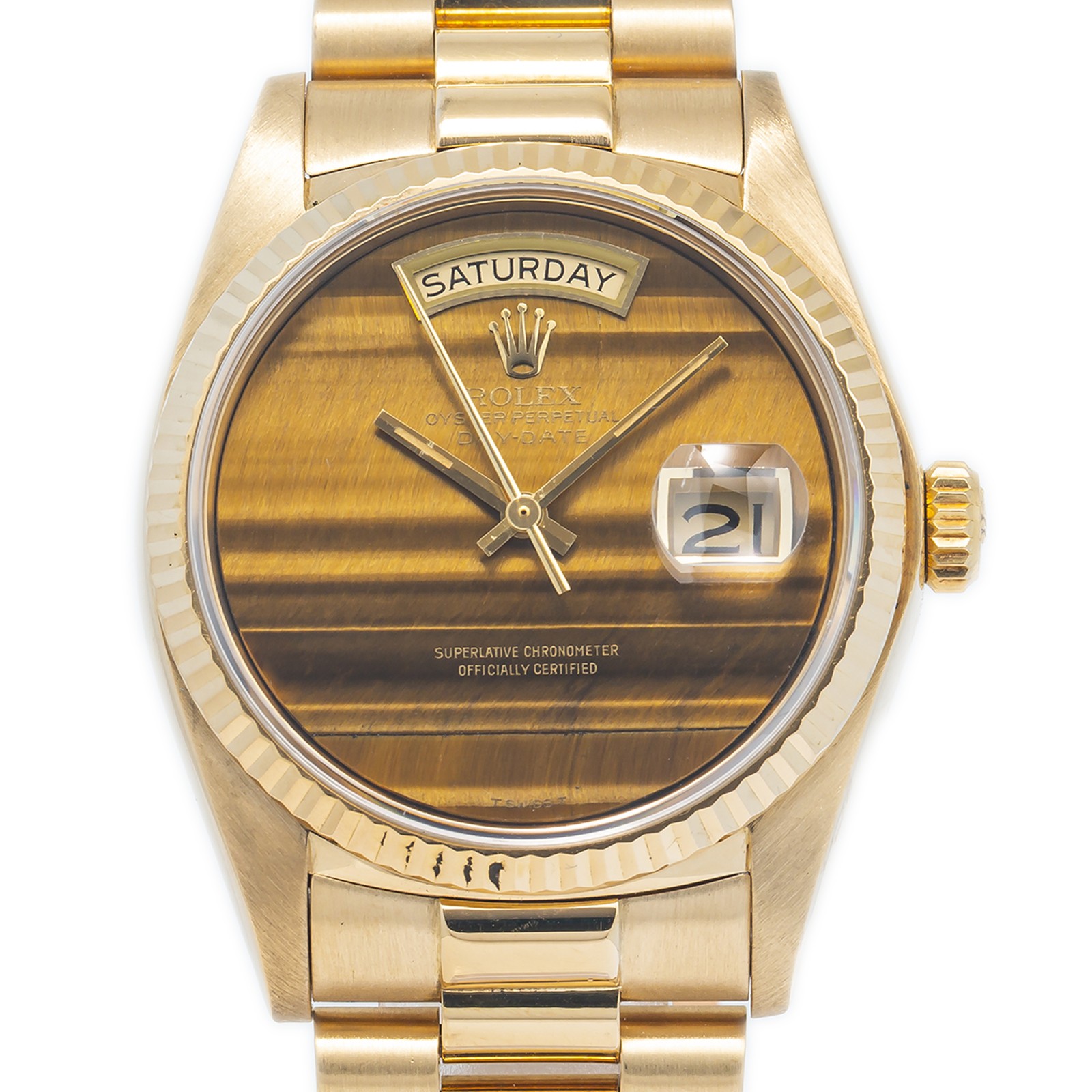 Rolex Day Date 18038 Jubilee 18k YG Tiger Eye Dial Auto Men’s Watch 36mm