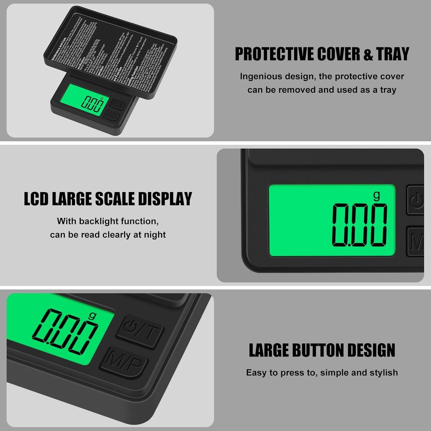 1000g x 0.01g Digital Pocket Scale Portable Precision Gram Weighing Scale