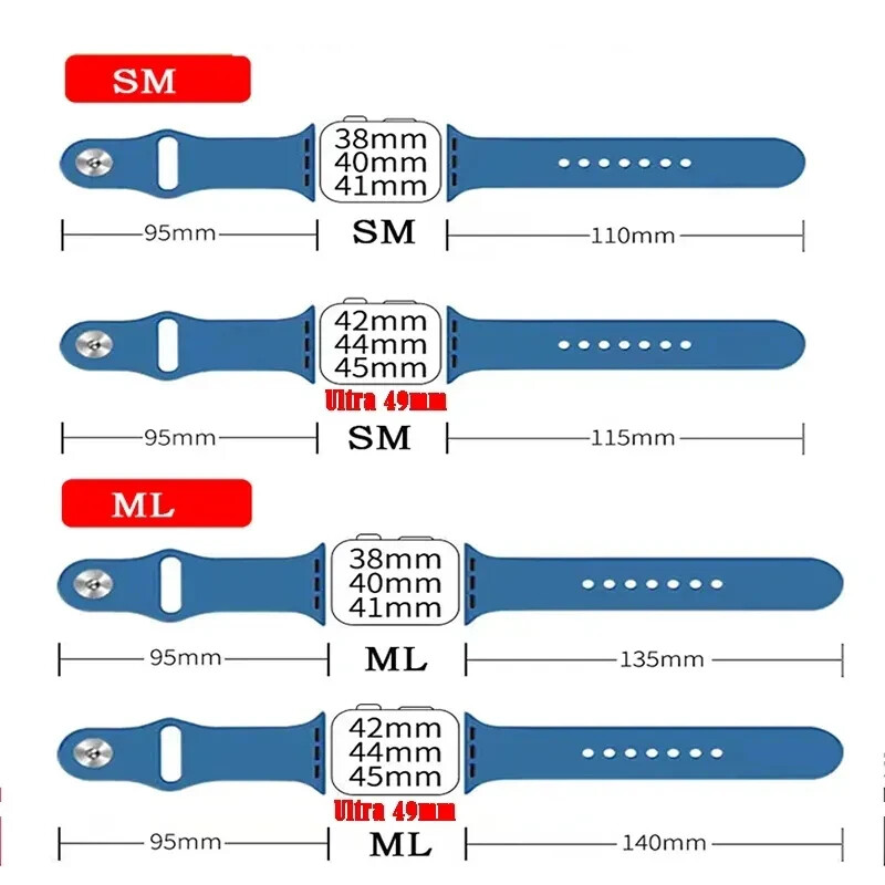 For Apple Watch Silicone Band 38mm/40mm/41mm/42/mm44mm/45mm