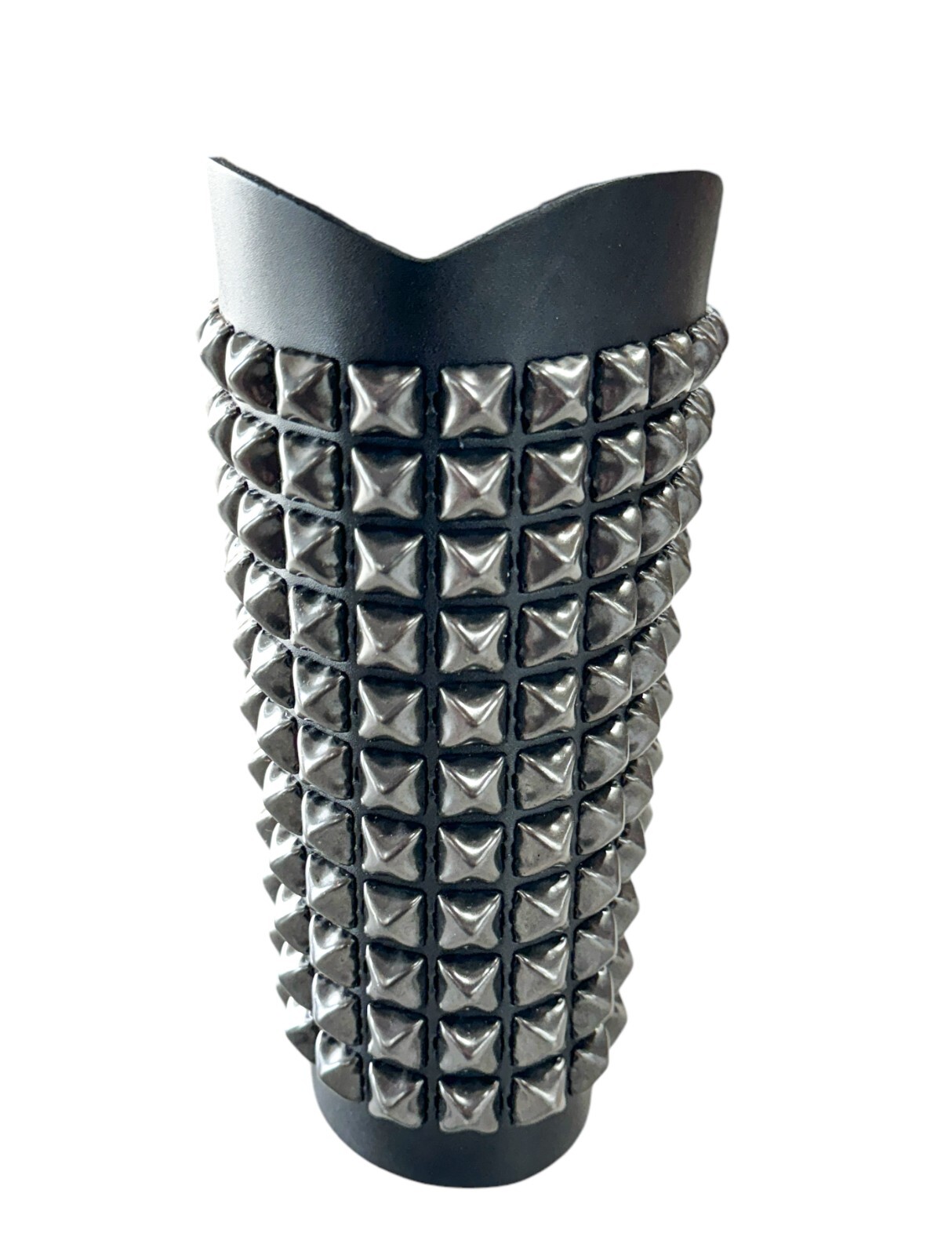11 Row Black Studded Gauntlet Bracer Genuine Leather Heavy Metal By Funkplus