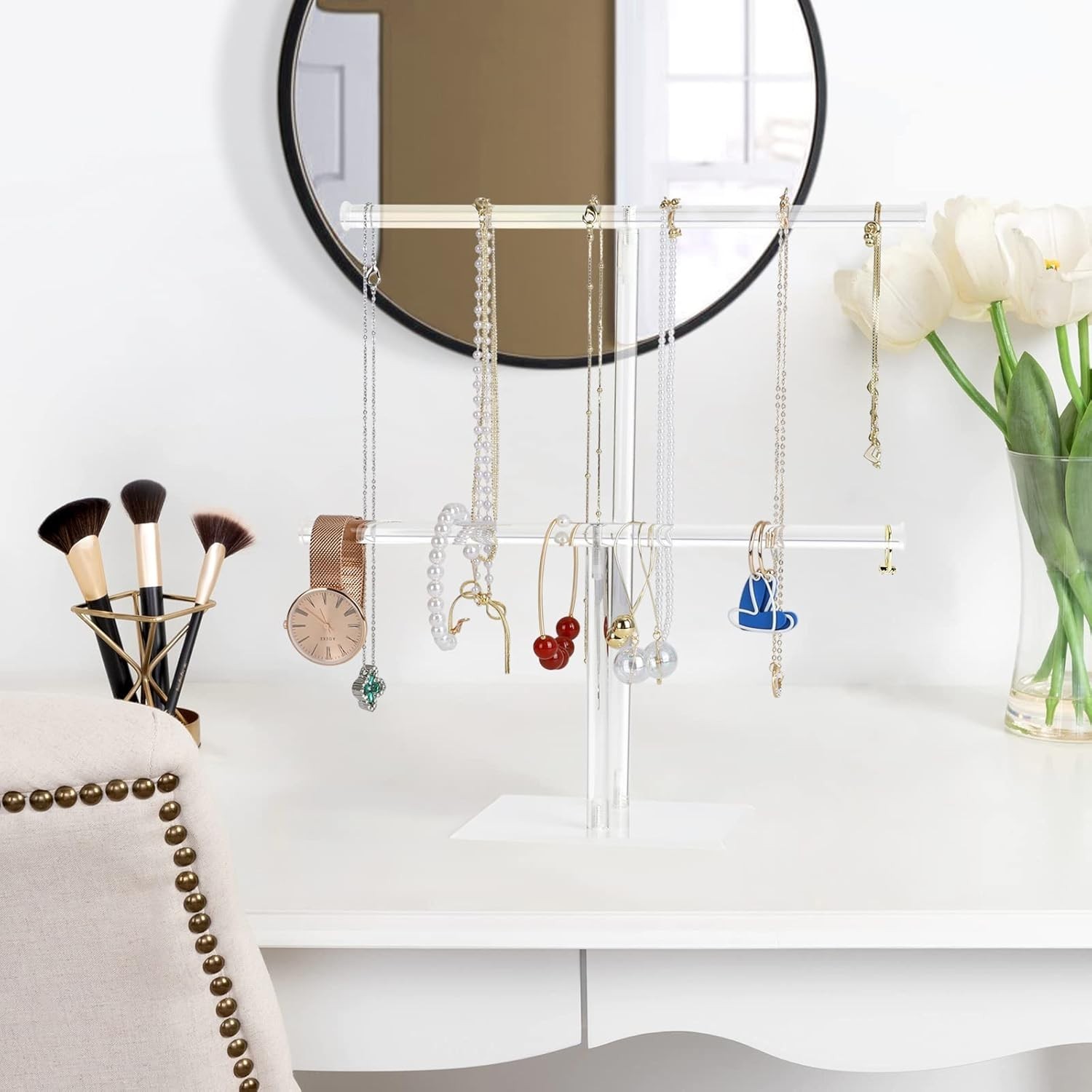 Lightweight Acrylic Jewelry Holder – Polished 2-Tier Stand for Every Occasion