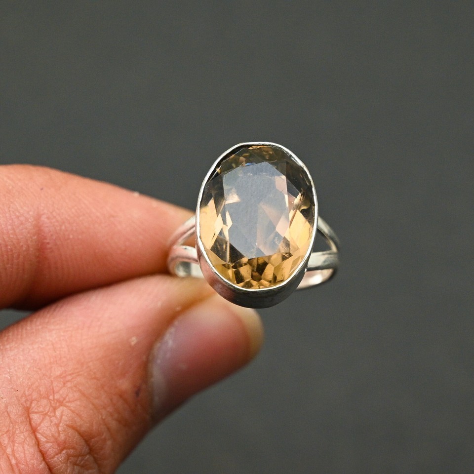 Smoky Quartz Ring Solid 925 Silver Handmade Anxiety Lovely Ring All Size SR754
