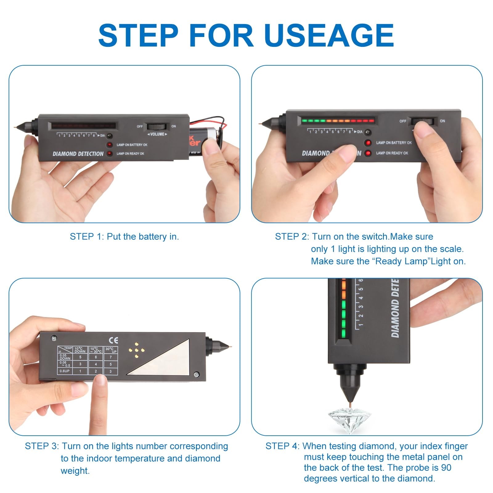 Diamond Tester, Professional Jewelers’ Gemstone Detector, High Accuracy Diamo…