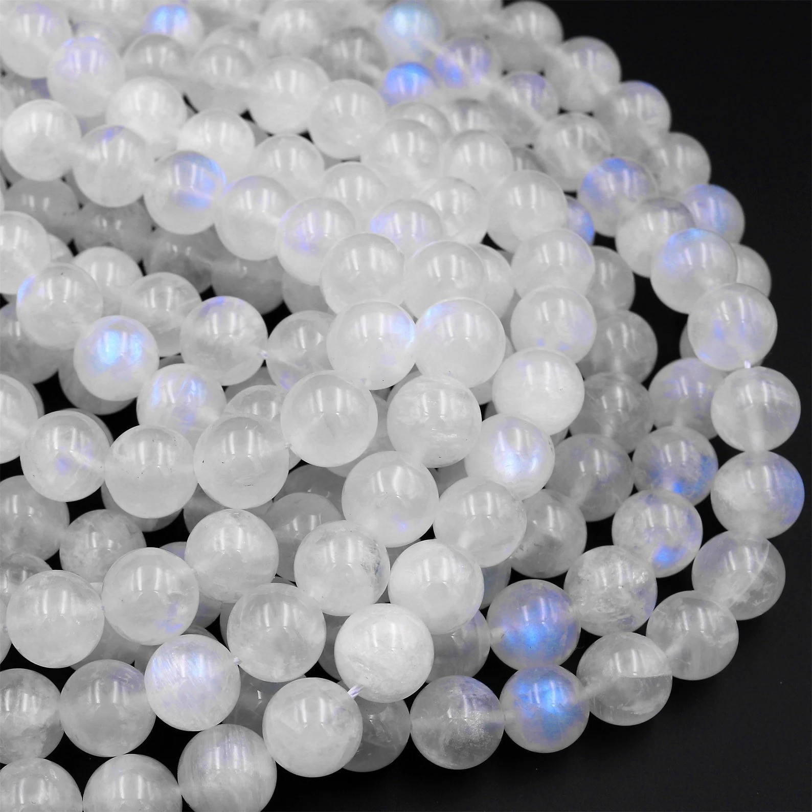Natural AAA White Rainbow Moonstone Genuine Beads 6MM 8MM 10MM Bulk Lot Options