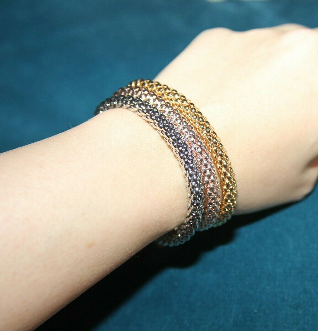 black silver rose gold filled topaz bracelet jewelry evening cocktail 7-8″ L