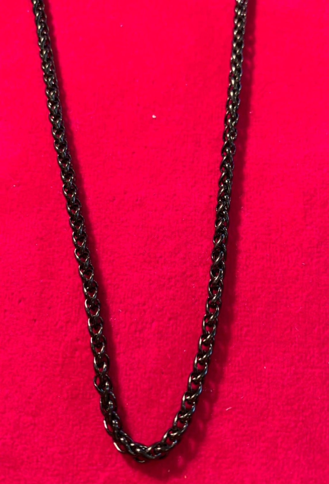 7″-44″ Unisex ,3mm Stainless Steel Black Plated Braided Wheat Necklace