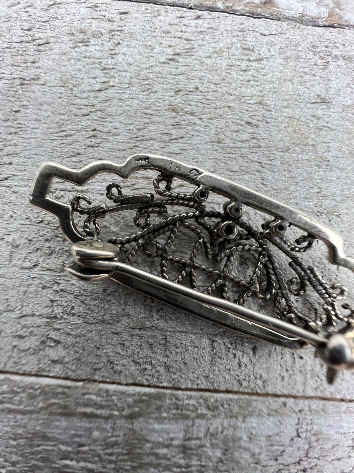 Vintage Sterling Silver Brooch Pin Intricate elaborate Fine Dress formal