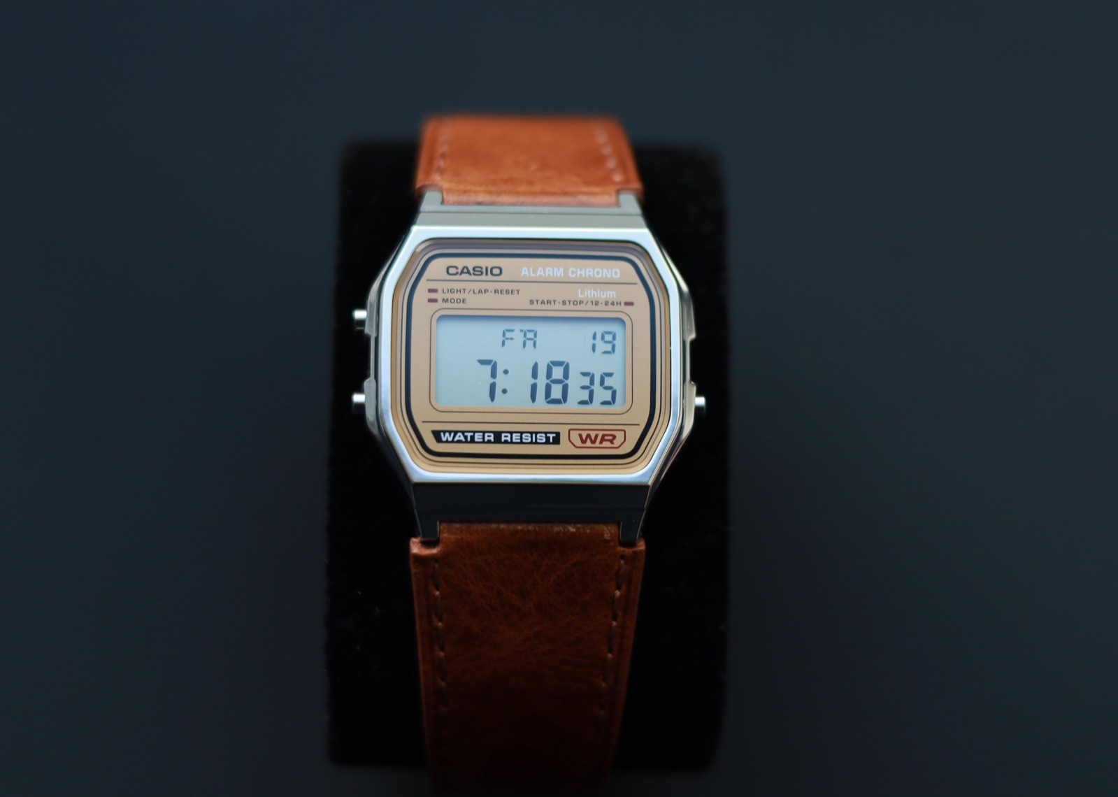 Casio A158 With Custom Brown Leather Strap: Brand new with box and papers