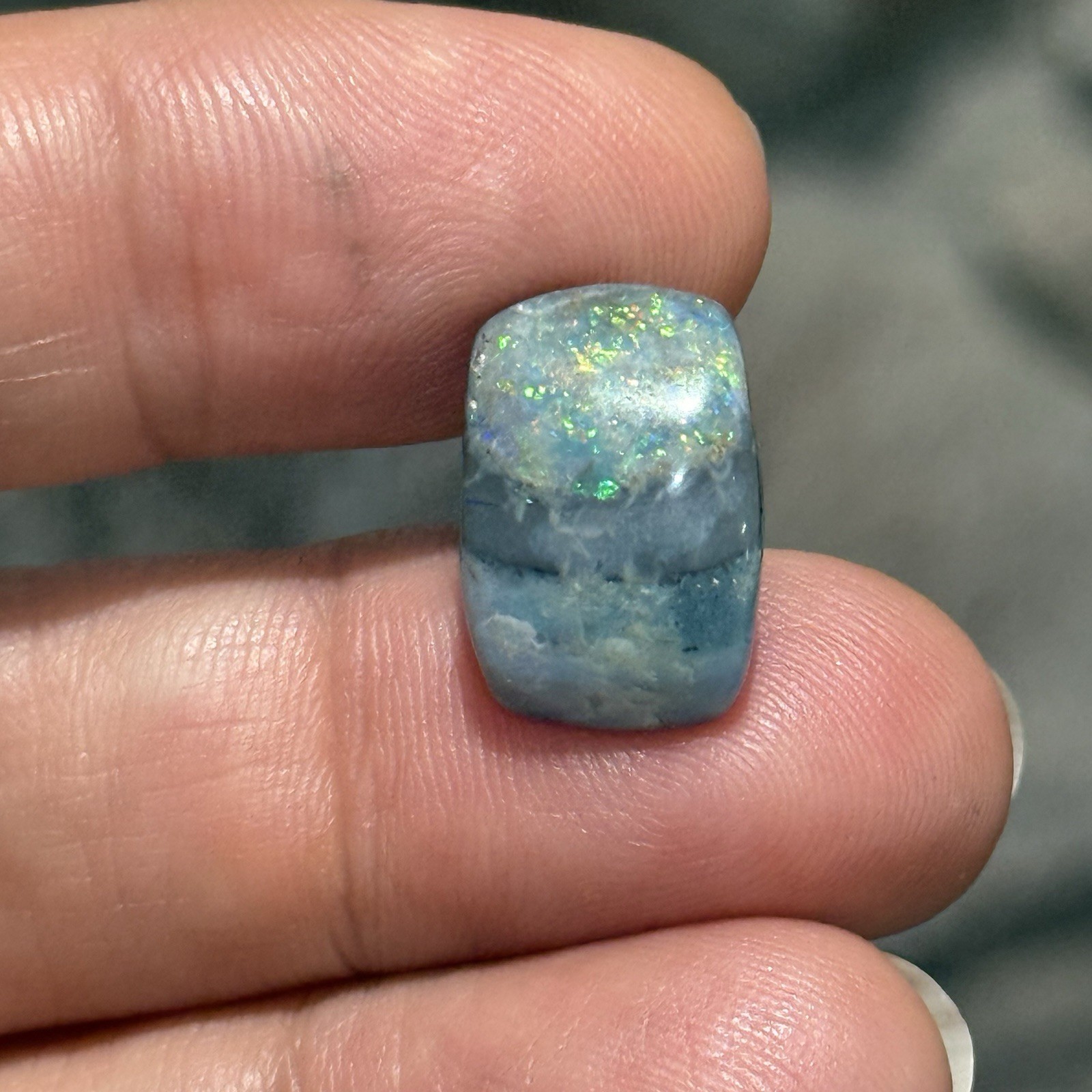 6.6ct 16.3x11x5.4mm Australian Black Mintabie Opal Cabochon Gem Cushion Cut