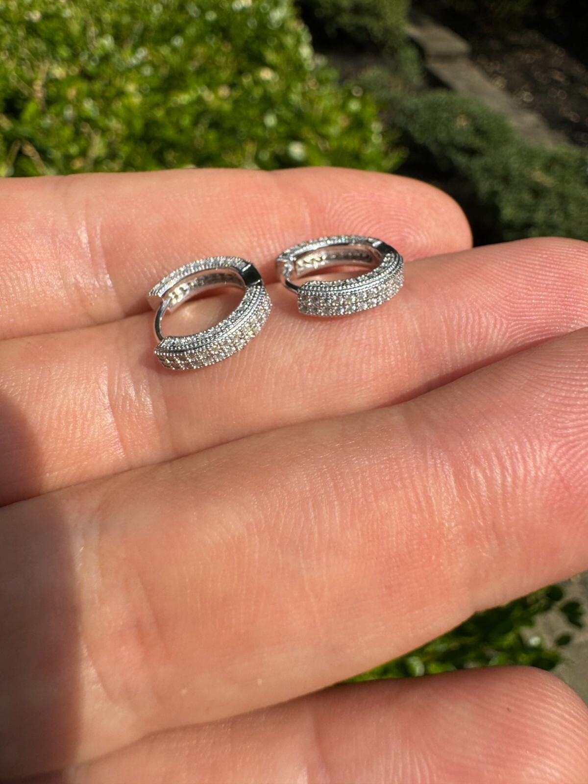 Moissanite Real 925 Silver Small Huggie Hoop Earrings 12mm Mens Ladies Hoops