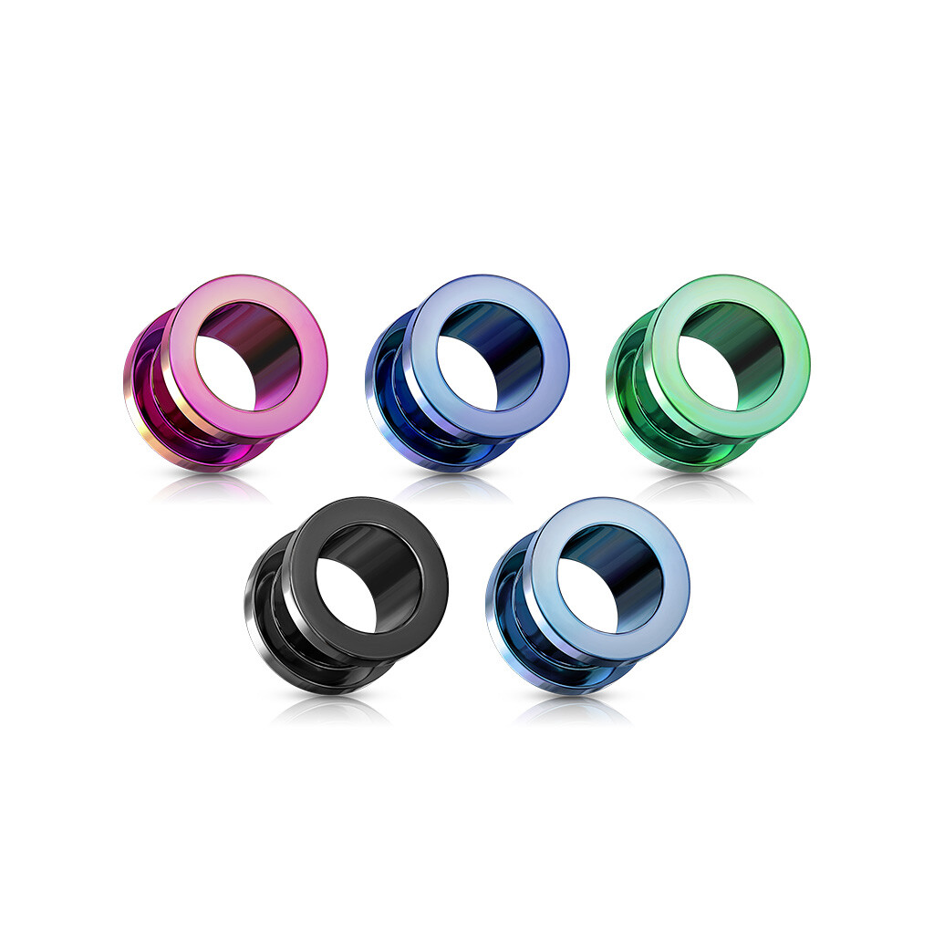 PAIR PVD Plated Screw Fit Tunnels Steel Plugs Earlets Earrings Gauges