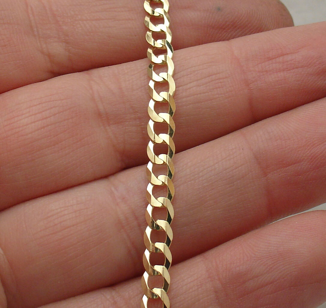 4.7mm Curb Cuban Link Ankle Bracelet Anklet Real Solid 10K Yellow Gold ALL SIZES