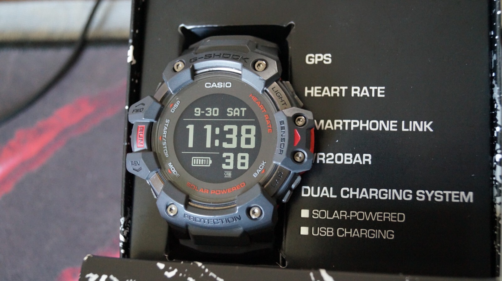 Casio G-Shock GBD-H1000-8 Quartz Watch 3475 54mm Grey Red case G-Squad solar