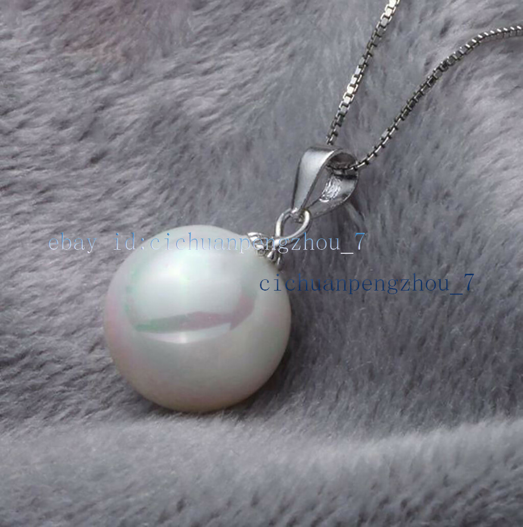 8 Colors Genuine 14/16mm South Sea Shell Pearl Round Beads Pendant Necklace 17”