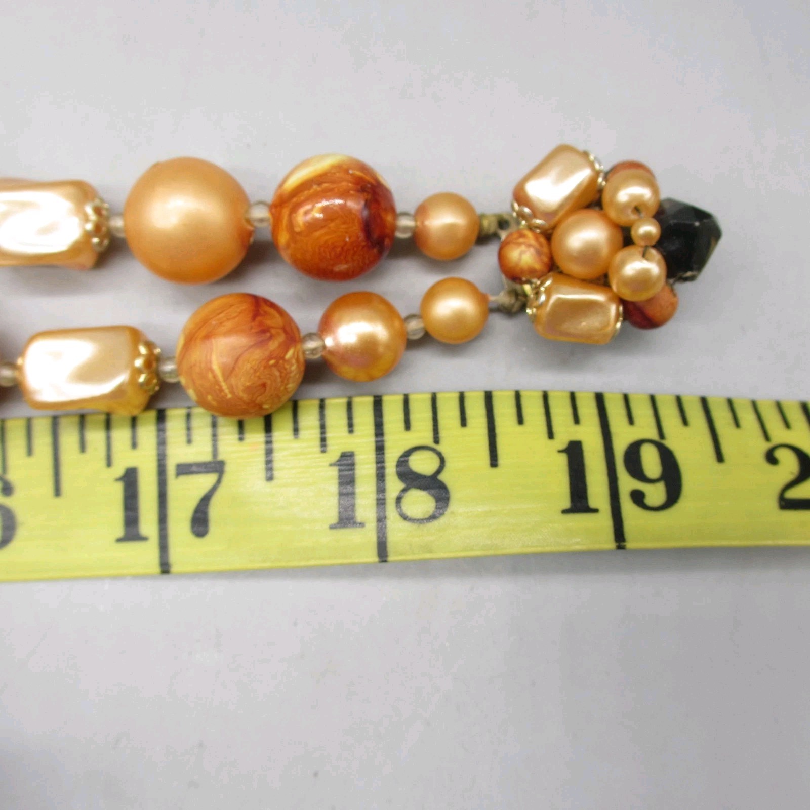 Vintage Hong Kong Necklace MCM Beaded Orange Brown Double Strand 19 Inch