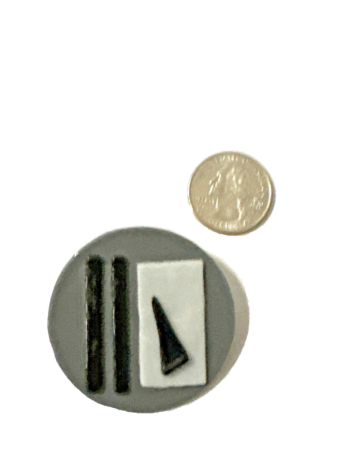 Vintage MCM Modernist Brooch Artisan Abstract Glass Pin Gray White Black 1.75″