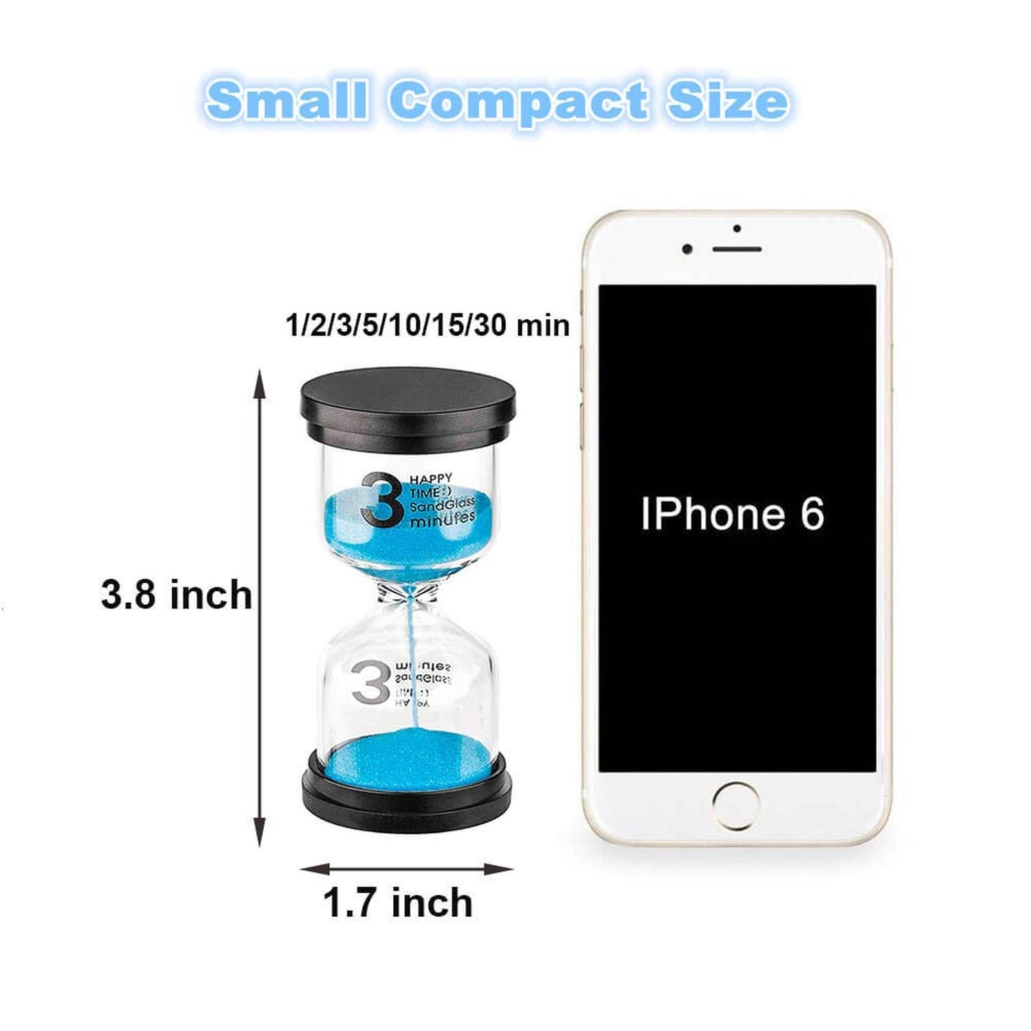 Sand Timer 2 Minute Hourglass Timer: Colorful Small Blue Sand Clock 2 Min, Pl…