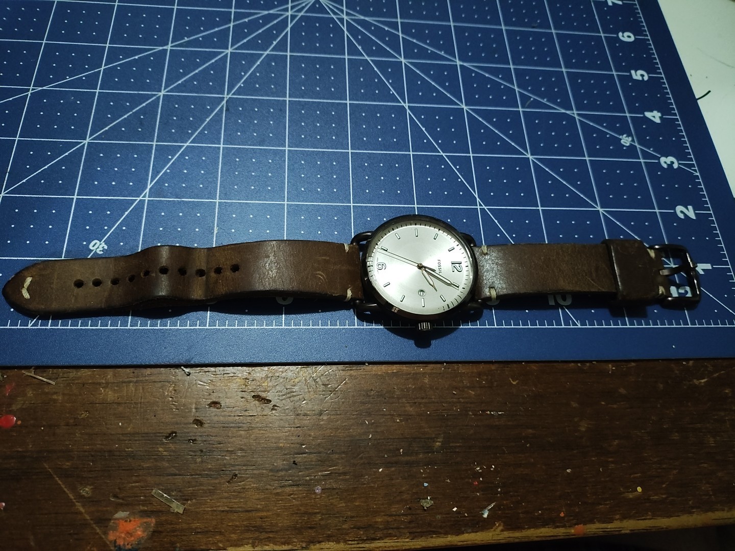 Fossil FS5341 The Commuter Grey Dial Brown Leather Strap Men’s Watch