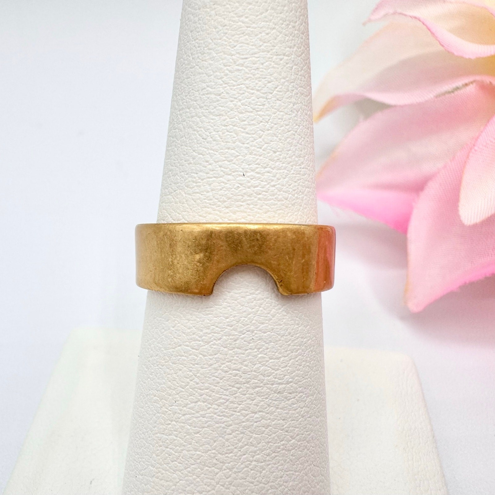 Madewell Wide Band Nesting Ring Set Matte Gold Tone Pave Crystal Cluster Size 7