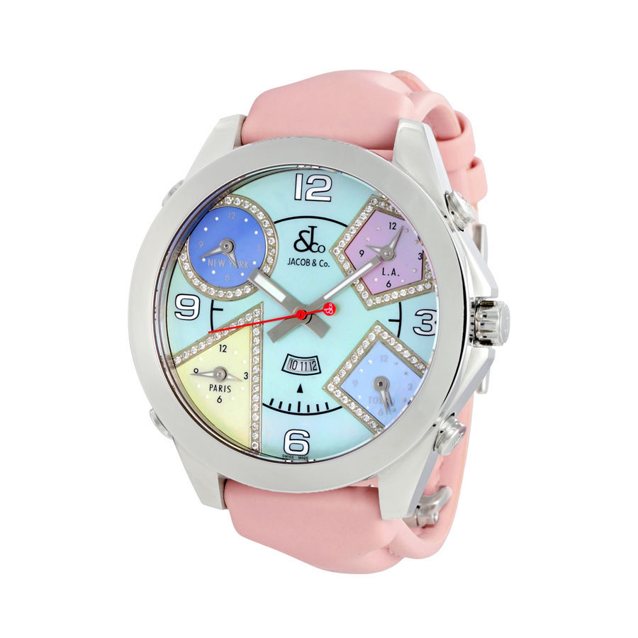 Jacob&Co. Five Time Zone Multi-Color Mother of Pearl Diamond Ladies Watch JC42DA