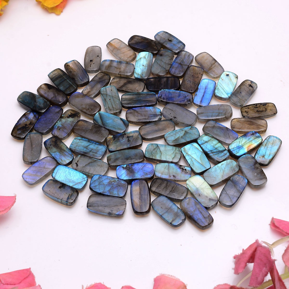 Set Of 12 Pcs Natural Labradorite 19mmx10mm Cushion Cabochon Loose Gemstones Lot