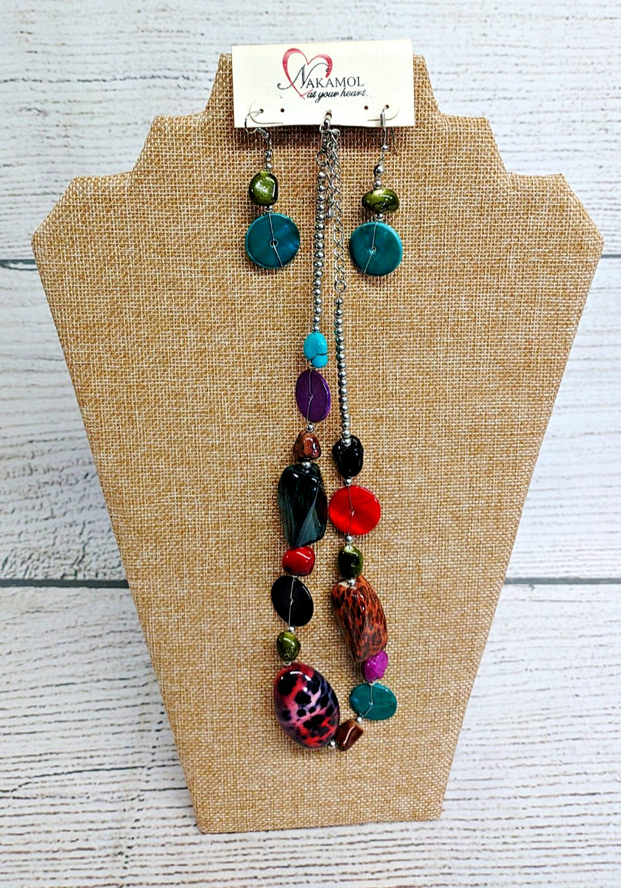 Nakamol Natural Multi Gemstone Beaded Necklace & Earrings Multi-Color