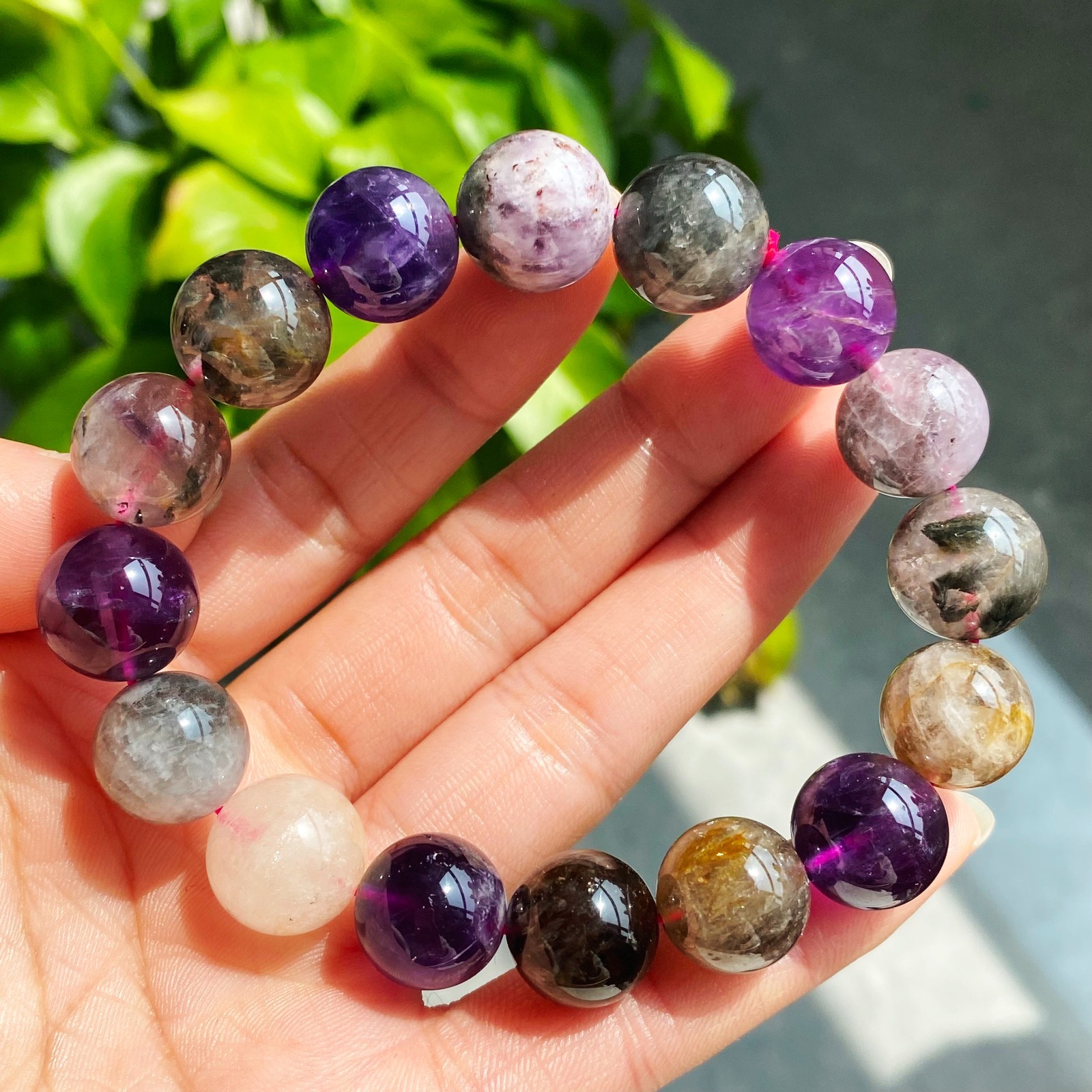 13-13.7mm Natural Auralite 23 Crystal Quartz Beads Bracelet 2895