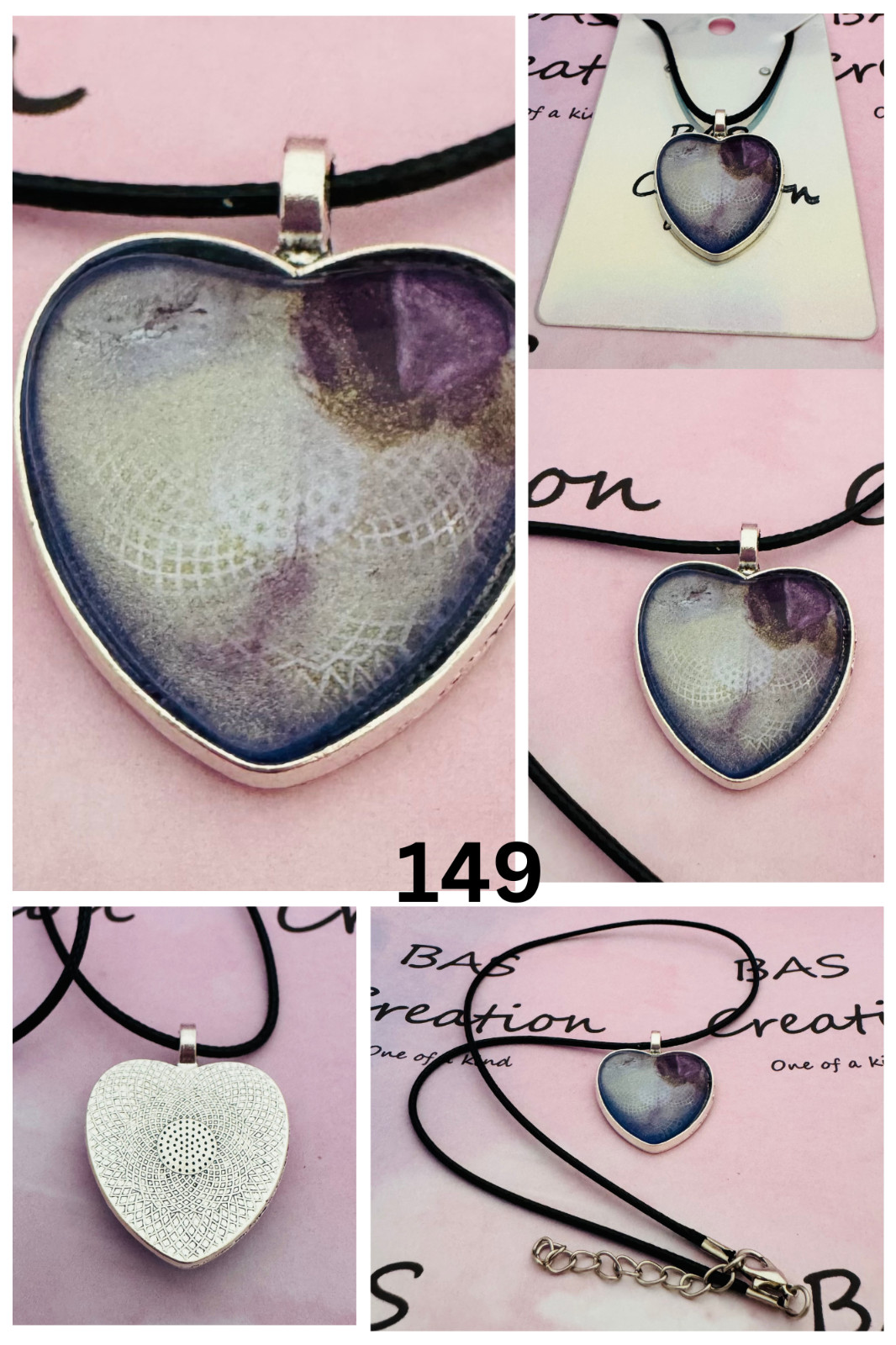 Heart Cabochon Necklace One of a kind Hand-Painted by a local Ozark Artist…Me
