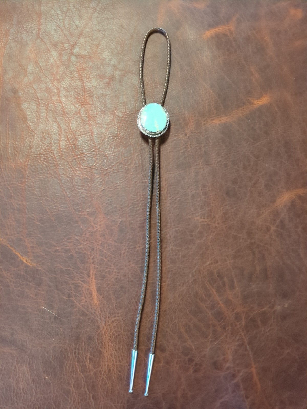 bolo tie silver handmade variscite