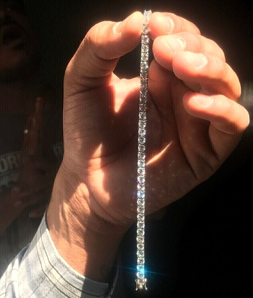 5.50Ct Round Cut Lab Grown Diamond Men’s Tennis Bracelet Solid 14kt White Gold