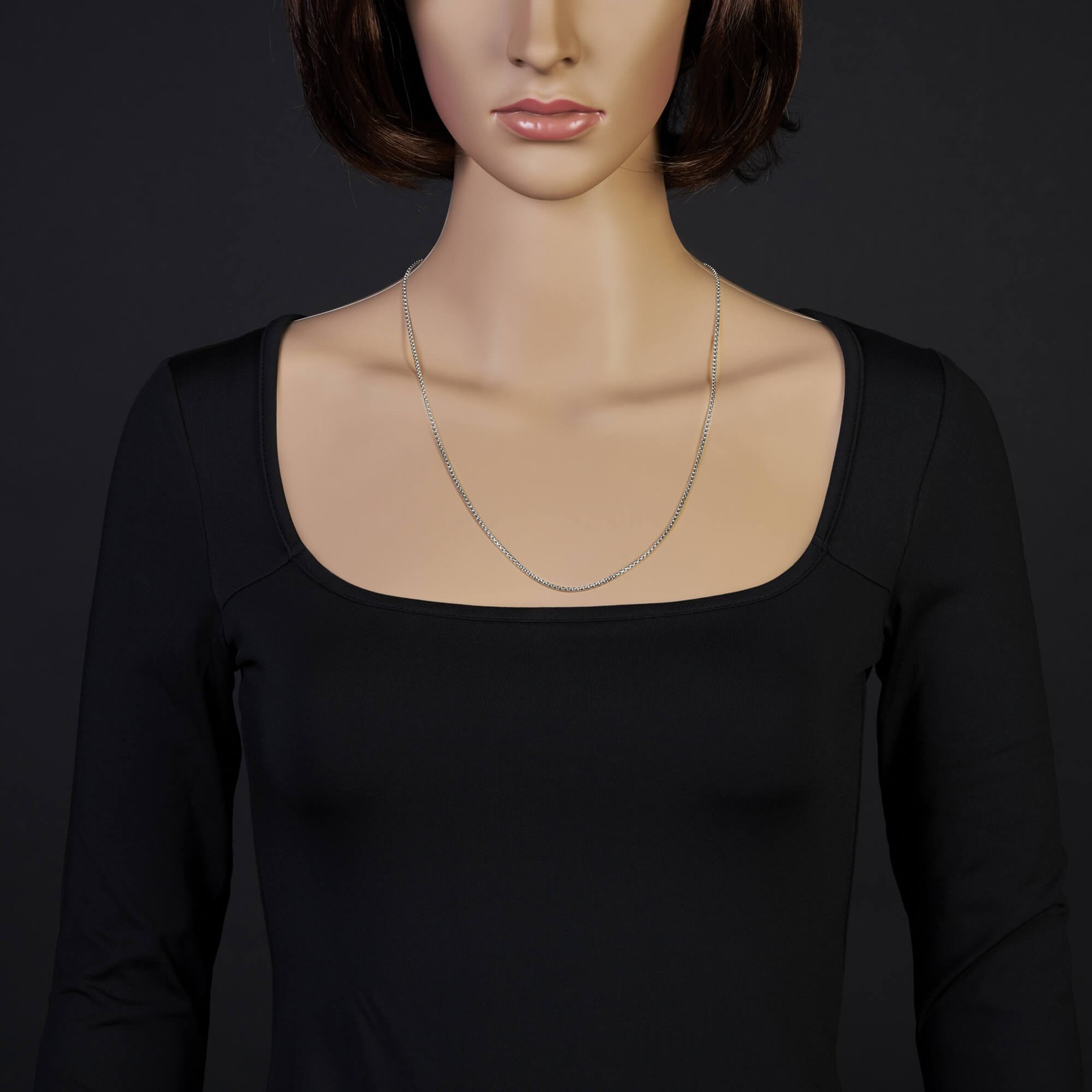 2mm Venetian chain round 585 gold white gold chain necklace 60cm women