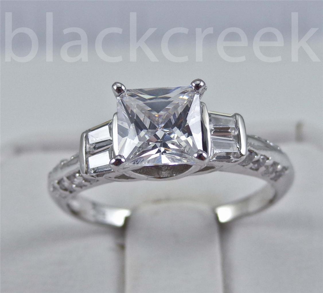 Silver 1.5ct Princess C.Z.Promise Ring Size 5/6/7/8/8.5/9/9.25/10/10.25