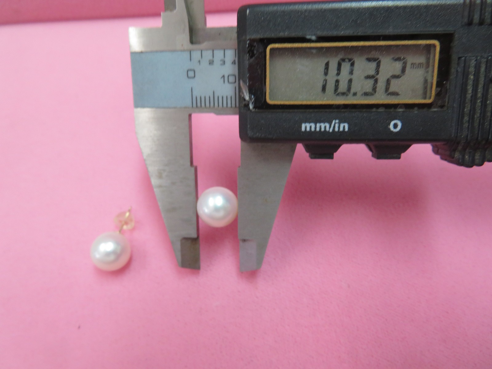 14k Solid Yellow Gold 10mm+ Pearl Stud Earrings 3.17 G (#346)