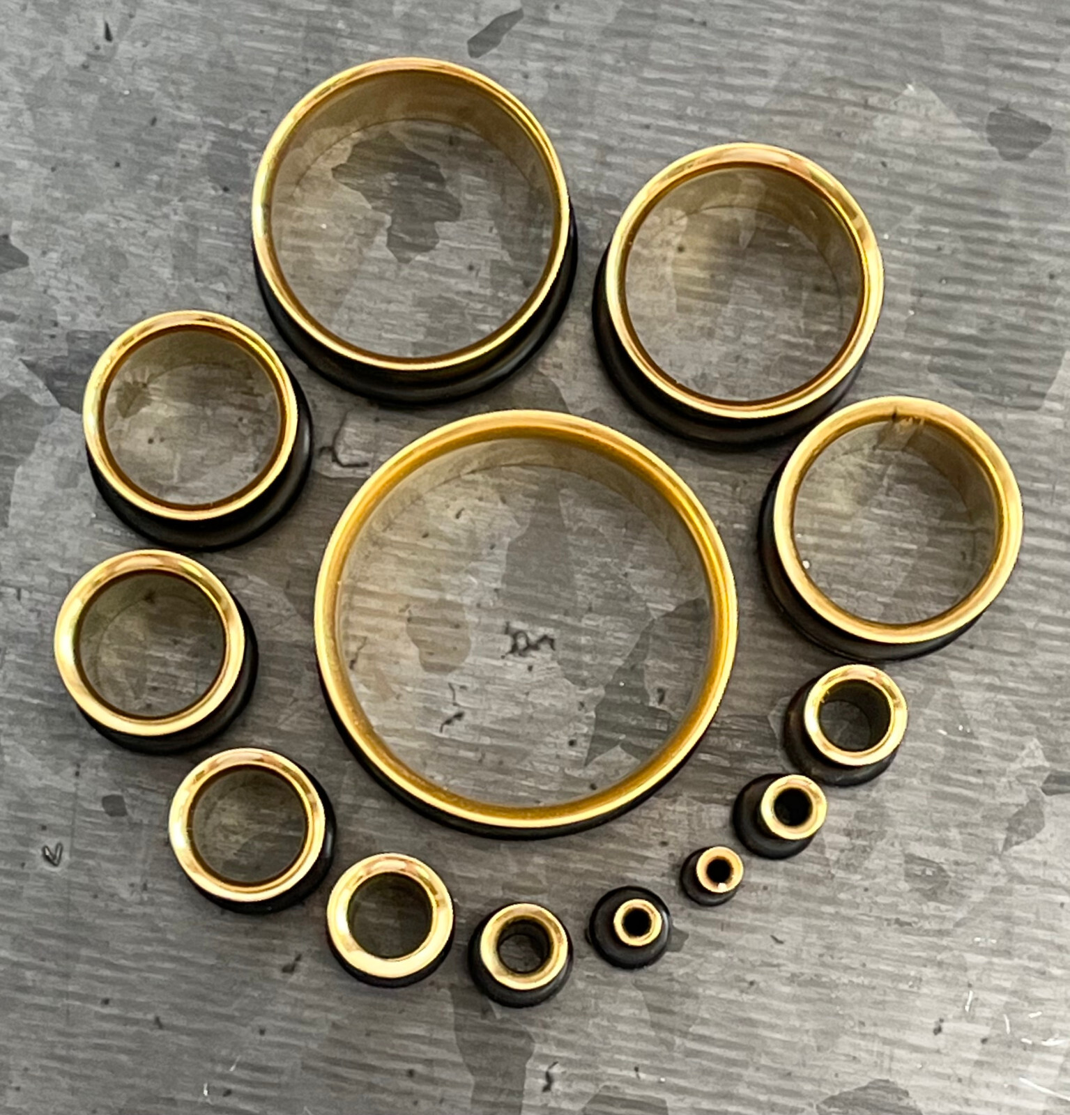 PAIR Gold Plated Single Flare Tunnels Ear Plugs Earlets Gauges