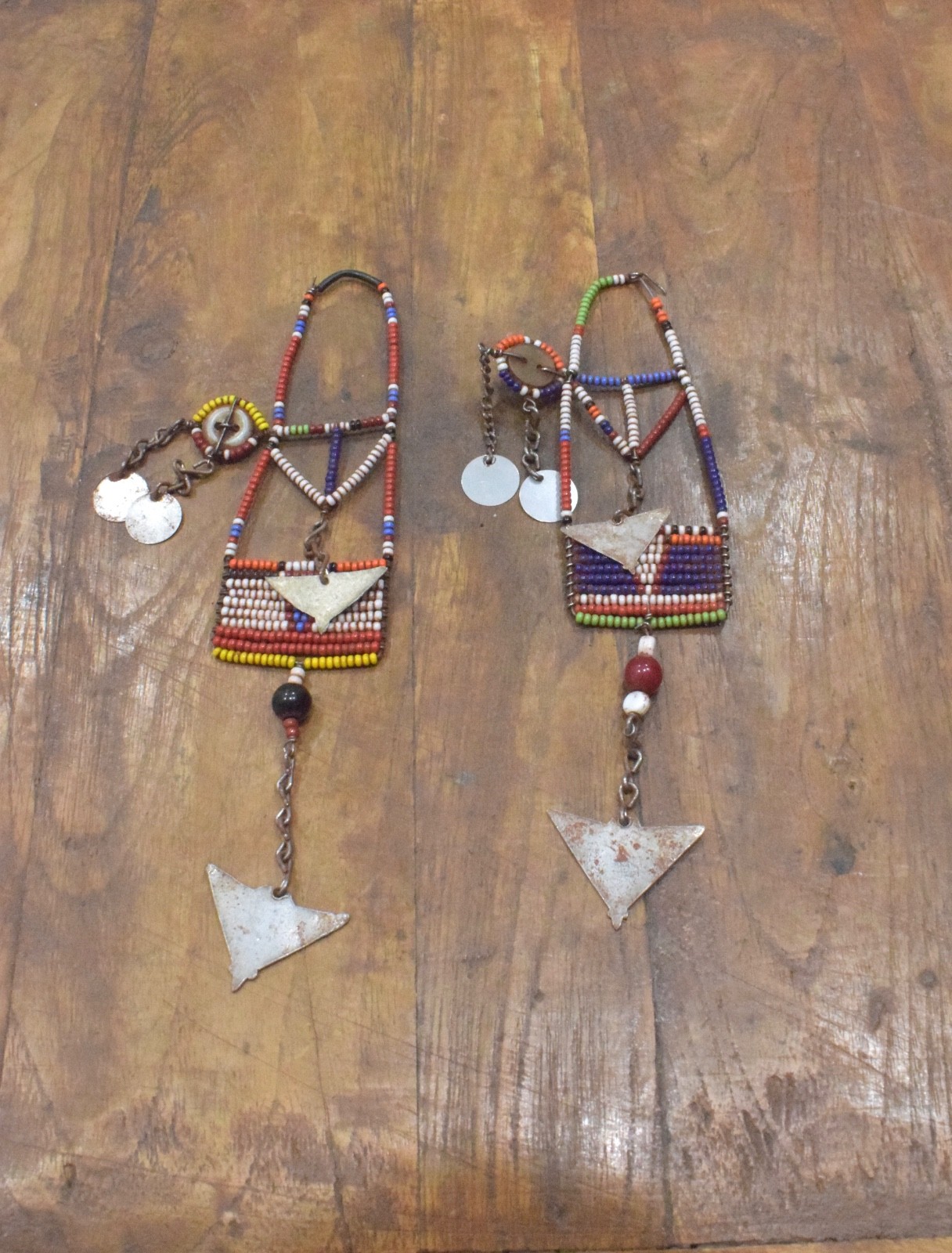 African Old Masai Beaded Earrings Kenya