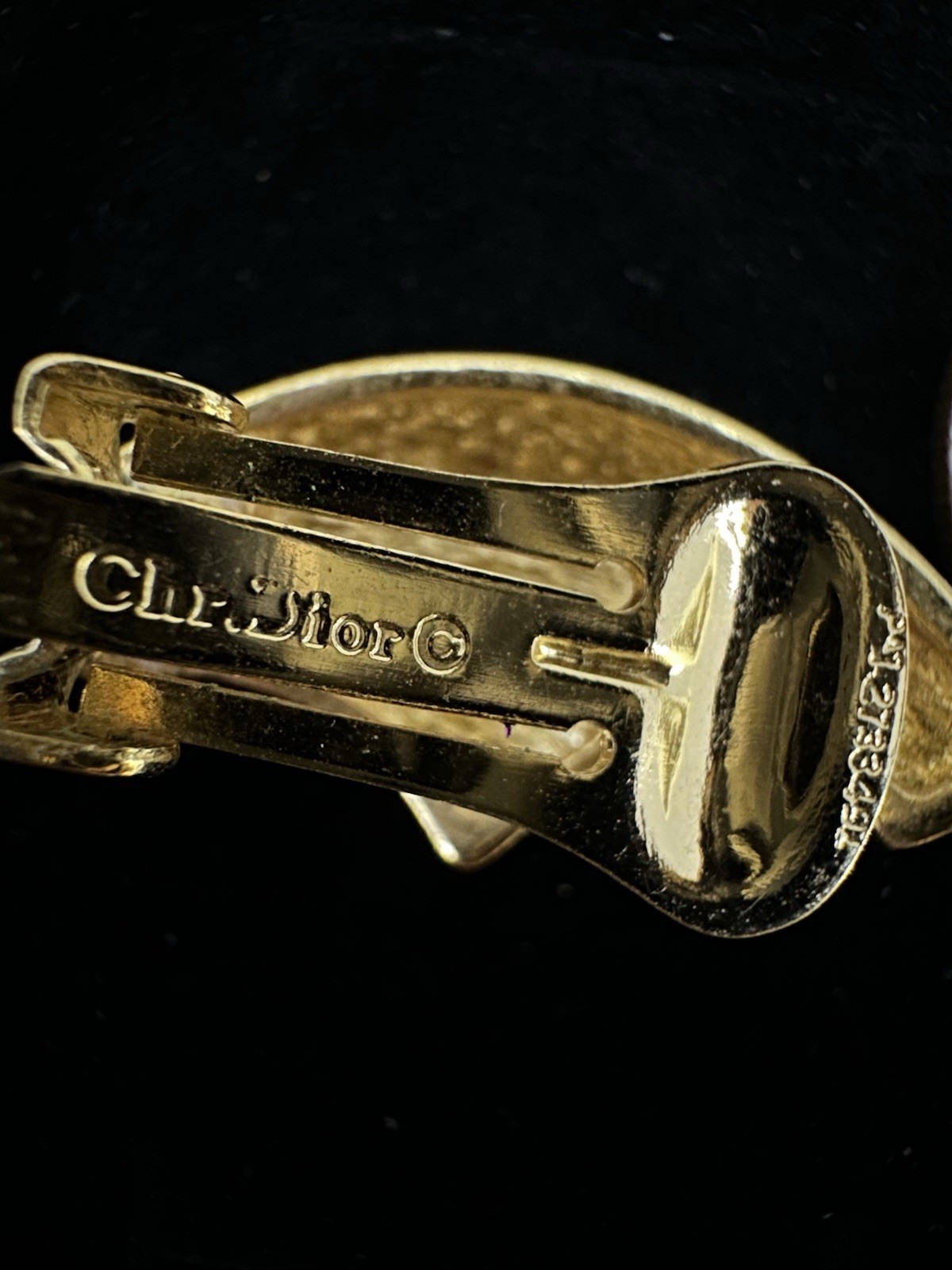 Vintage Christian Dior rare patented with gold-tone,black enamel and rhinestones