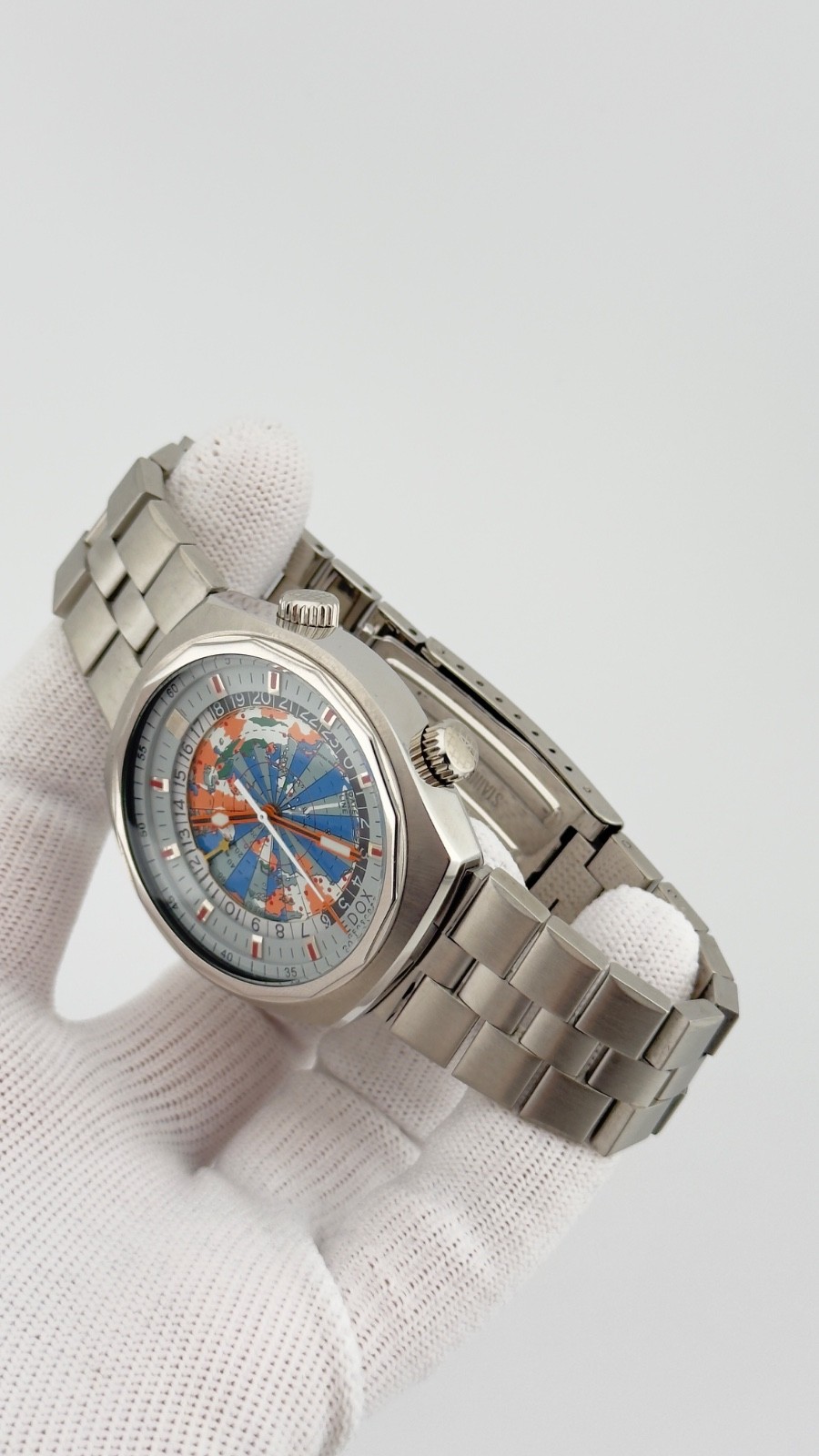 Vintage Edox Geoscope Automatic World Time Map Dial Swiss Men’s Watch